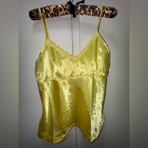 Jolinesse Satin Butter Yellow Bow Camisole Lace Medium